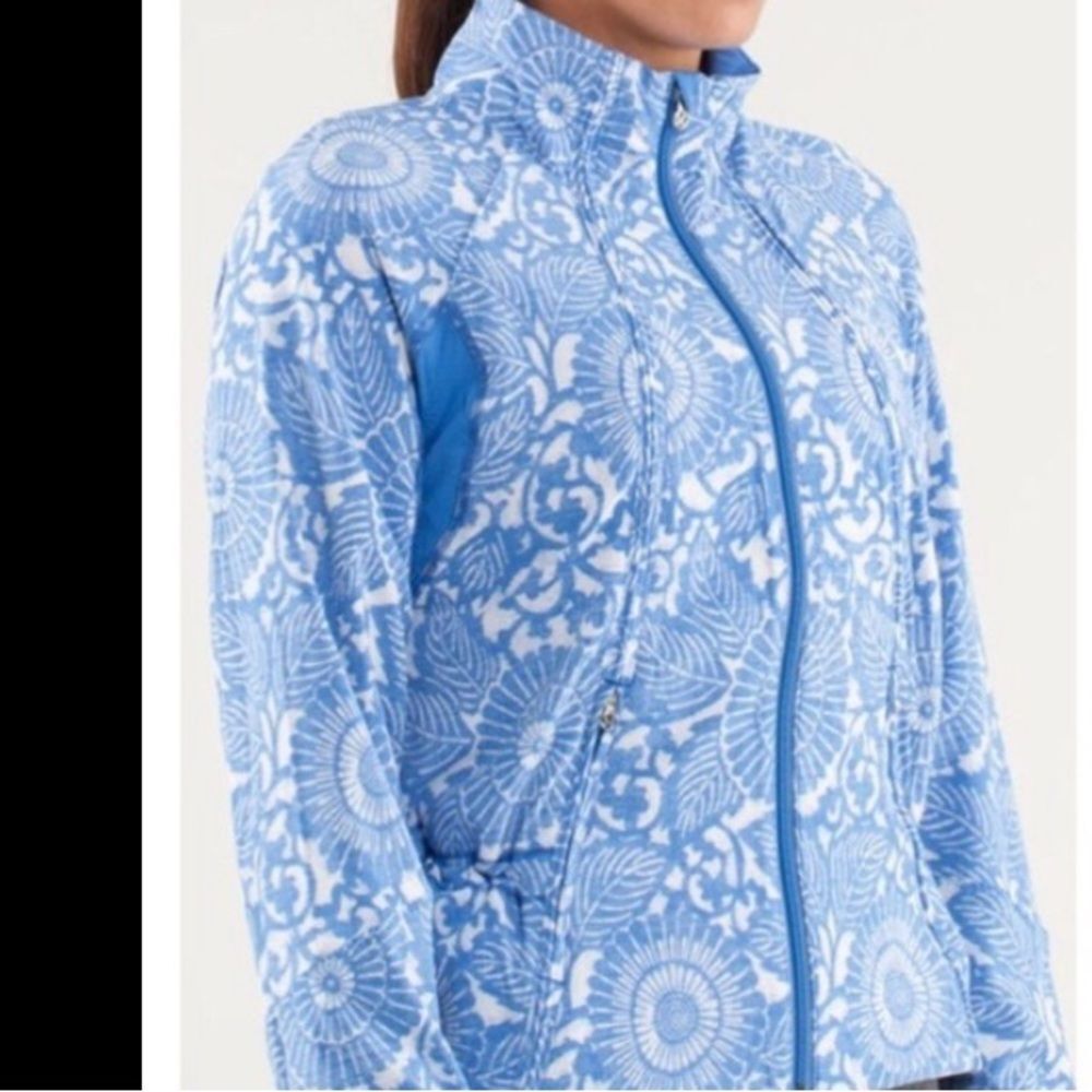 Lululemon Athletica Floral Zip-Up Jacket Lightweight Cinched Waist Athleisure 6